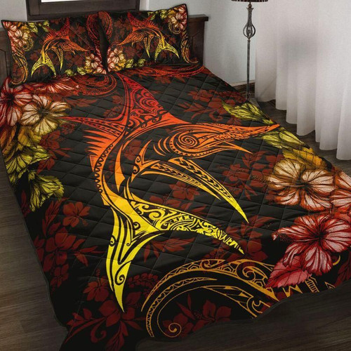 Beautiful Marlin Hibiscus Hawaii Quilt Bedding set