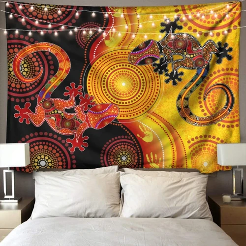 Aboriginal Lizards and the Sun Australia 3D Print Wall Tapestry