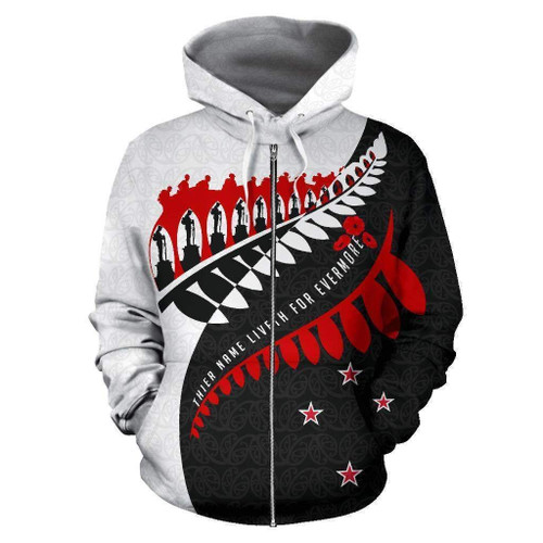 Aotearoa Zip Up Hoodie - Fiveth For Evermore BW