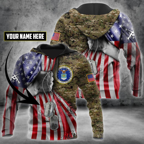 US Air Force tag Custom name 3D shirts for men and women Proud Military