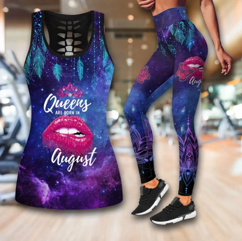 Queens are born in August Galaxy combo legging+tank