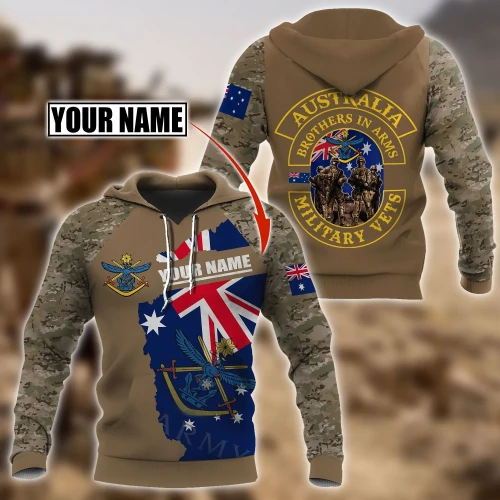 Custom name Australia Army Brothers in arms AU Veteran 3D print shirts