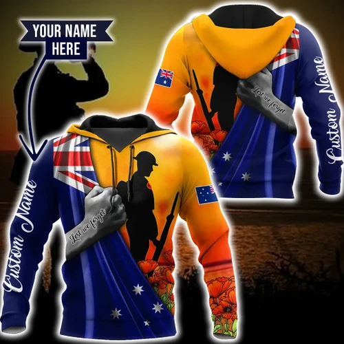 Lest we forget Custom name Australia Veteran 3D print shirt