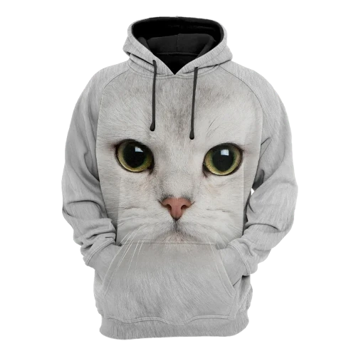 White Cat face hair premium hoodie sweatshirt cover