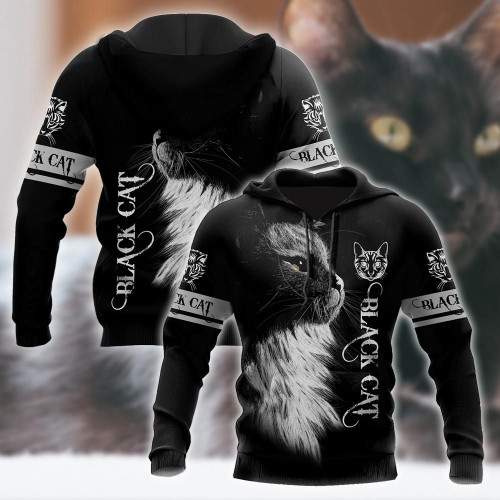 Love Black Cat Tattoo black 3D all over shirts for men and women