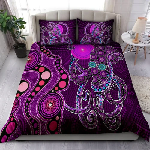 Aboriginal Purple Octopus and The Sun Australia Indigenous Bedding Set