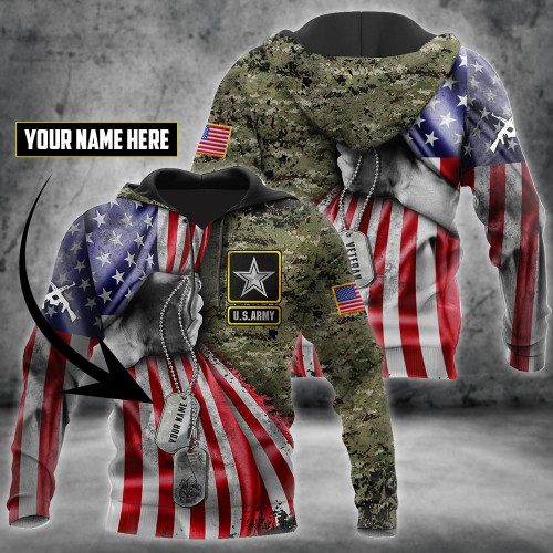 US Army tag Custom name 3D shirts for men and women Proud Military