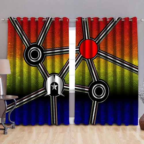 Aboriginal heal the sun and spirit 3D print Curtain