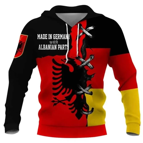 Flag of Germany and Albanian parts all over shirts for men and women