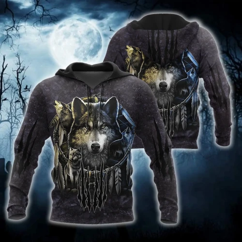 Darkness Dreamcatcher Wolf 3D All Over Printed Hoodie Shirt For Men and Women MP05092012