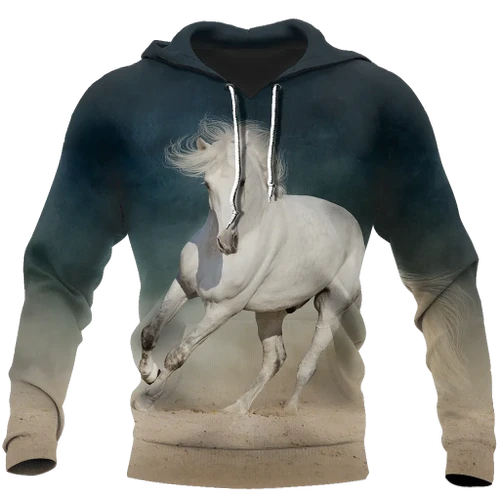 Beautiful White Horse 3D All Over Printed Shirt Hoodie For Men And Women JJ051206