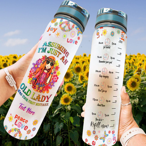 Hippie Water Tracker Bottle Personalized Your First Mistake MPB4
