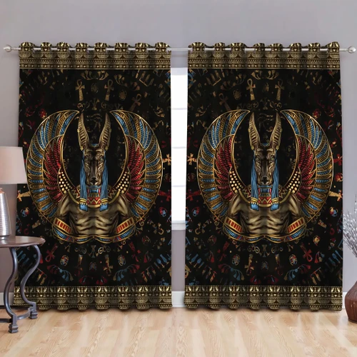 Ancient Egyptian Anubis Blackout Thermal Grommet Window Curtains Pi25062005