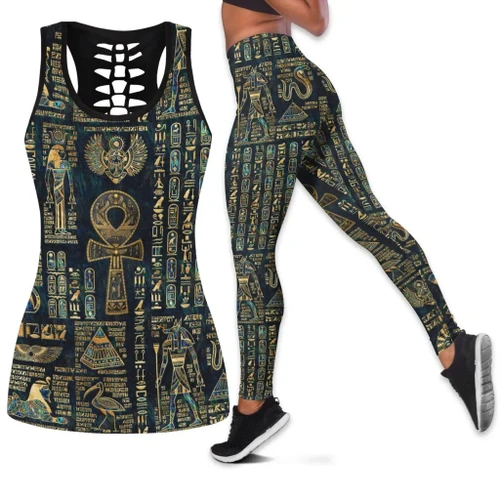 Hollow Tank Top And Leggings Ancient Egypt 3D All Over Printed MP240301