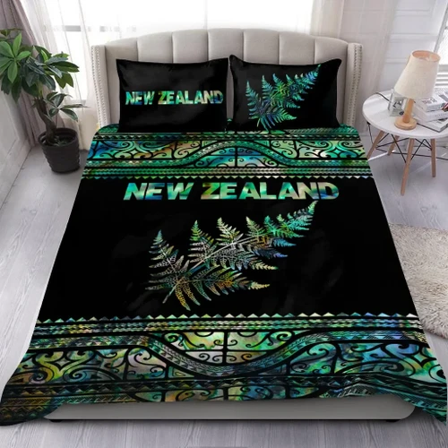 Aoteatoa New Zealand Maori Bedding Set Silver Fern - Paua Shell NTN07202001
