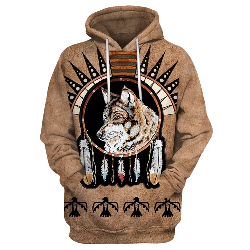 Native Wolf 3D All Over Printed Shirt Hoodie For Men And Woman MP05092008