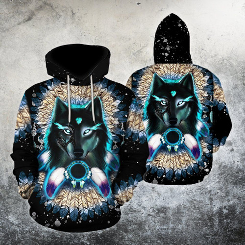 Native Wolf 3D All Over Printed Shirt Hoodie MH1109202