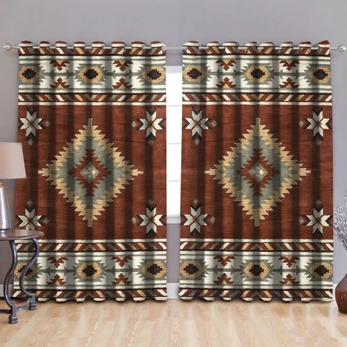 Native American Pattern Blackout Thermal Grommet Window Curtains Pi30052023