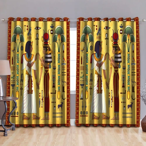 Ancient Egyptian Pattern Blackout Thermal Grommet Window Curtains Pi22062002