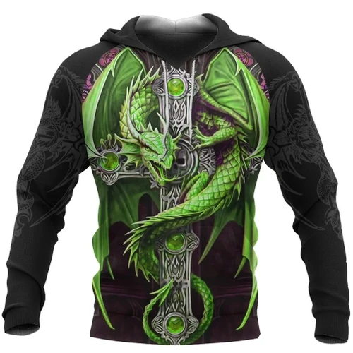 Irish Saint Patrick's Day Shamrock Celtic Cross Dragon Hoodie T-Shirt Sweatshirt