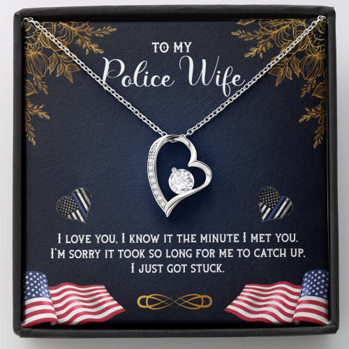 To My Police Wife Forever Love Necklace, Gift for Police Wife, I Love You Gift, Wife Valentine Necklace Gift