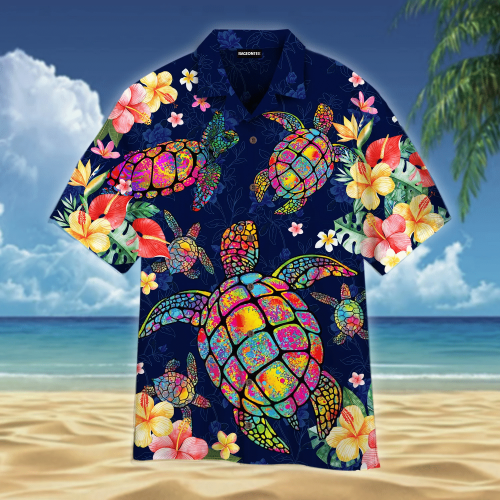 Turtle In Tropical Flower Hawaiian Shirt | For Men & Women | Adult | WT1549