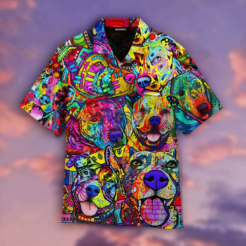 Colorful Abstract Dog Hawaiian Shirt | For Men & Women | Adult | WT1517