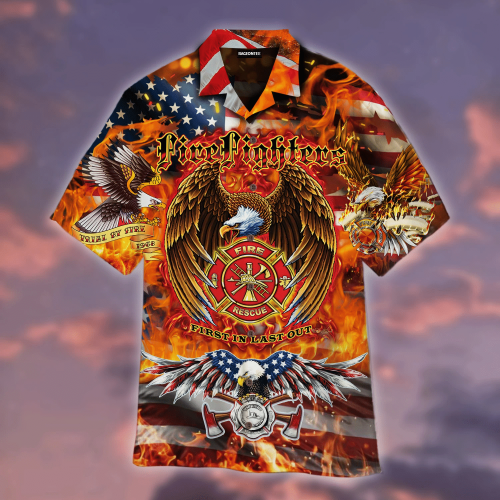 Firefighter Eagle American Hawaiian Shirt | For Men & Women | Adult | WT1271