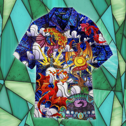 Stained Glass Dragon Hawaiian Shirt | For Men & Women | Adult | WT1037