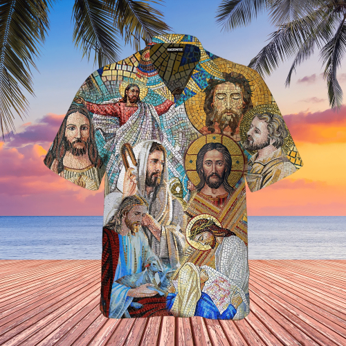 Portrait of Jesus Stained Glass Hawaiian Shirt | For Men & Women | Adult | WT1516