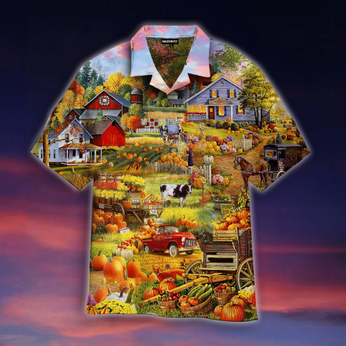 Pumpkin Havest Time Farmer Hawaiian Shirt | For Men & Women | Adult | WT1273