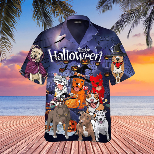 Funny Pitbull Dog Halloween Hawaiian Shirt | For Men & Women | Adult | WT1244