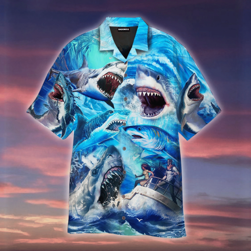 The Meg Shark Is Attacking Prey Hawaiian Shirt | For Men & Women | Adult | WT1435