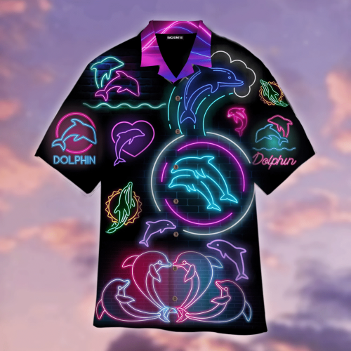 Neon Dolphin Hawaiian Shirt | For Men & Women | Adult | WT1101
