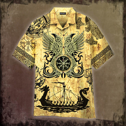 Viking Tatoo Crow Raven Of Odin Hawaiian Shirt | For Men & Women | Adult | HW4775