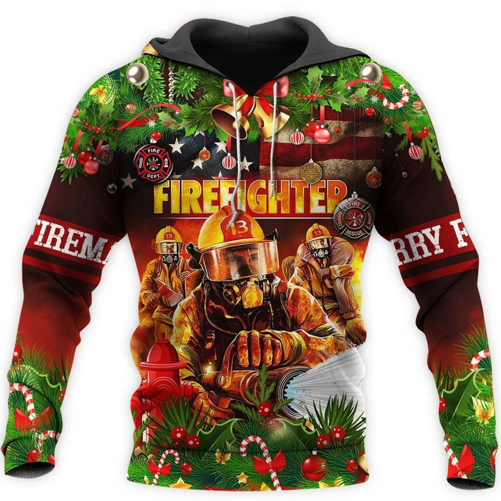 CHRISTMAS FIREFIGHTER 3D ALL OVER PRINTED SHIRTS MP830