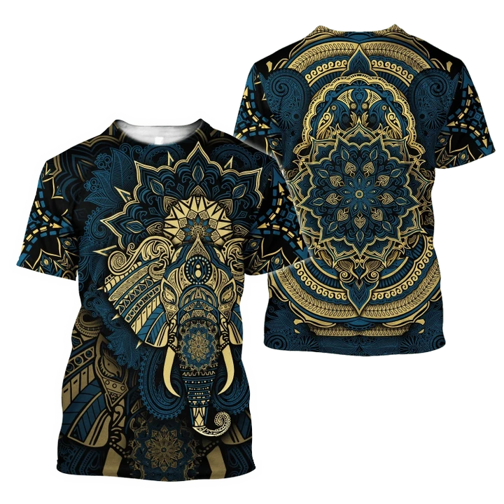 Elephant Royal Mandala Premium 3D All Over Printed Unisex Tshirt