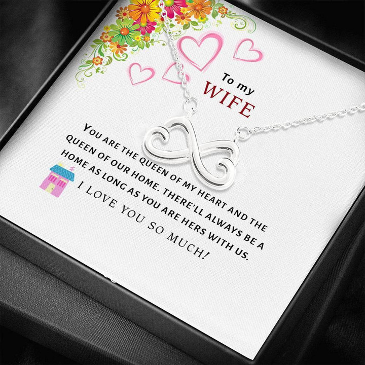 QUEEN OF MY HEART SO02 - WIFE & MOTHER - LUXURY LOVE CUBE INFINITY NL55-Jewelry-ShineOn Fulfillment-14k White Gold Finish-Vibe Cosy™