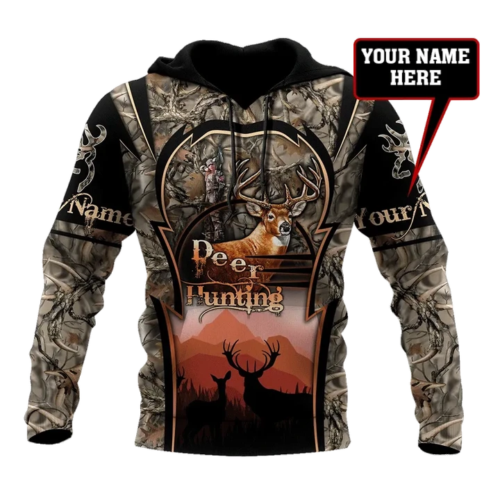 Deer Hunting Persionalized Name 3D All Over Printed Shirts