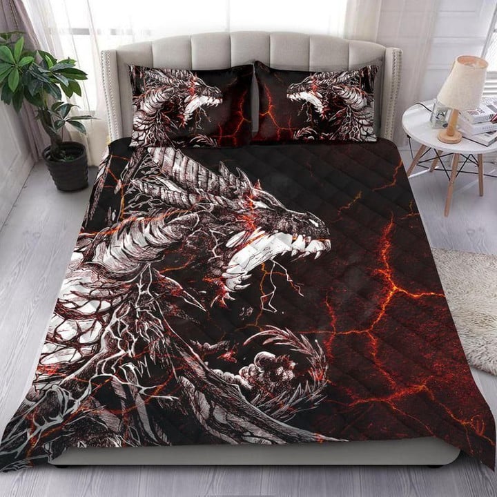 Lava Black Dragon Art Quilt Bedding Set KT