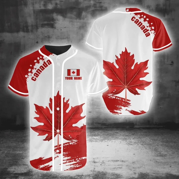 Canada Day No3 Personalized Name Pullover Premium Unisex Baseball Shirt Maple Leaf
