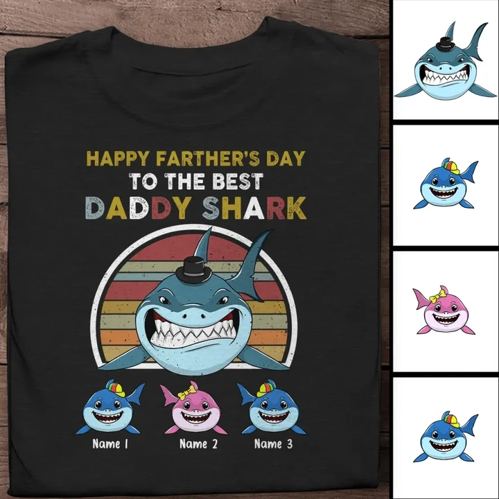 Daddy Shark Personalized T-shirt Amazing Father's Day Gift
