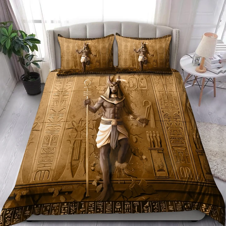 Anubis Face Gold Ancient Egyptian Mythology Culture 3D design Bedding set