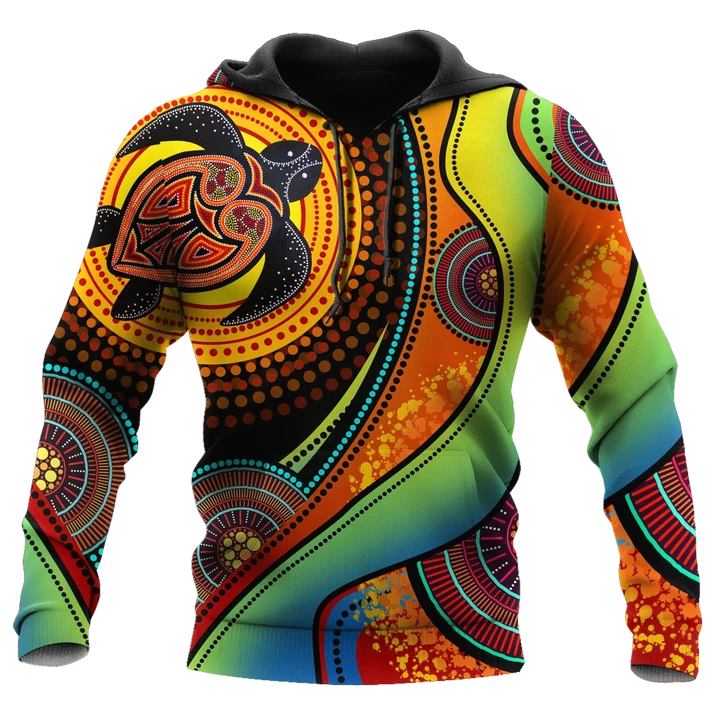 Aboriginal Green Turtles Australia Painting Art 3D design shirts