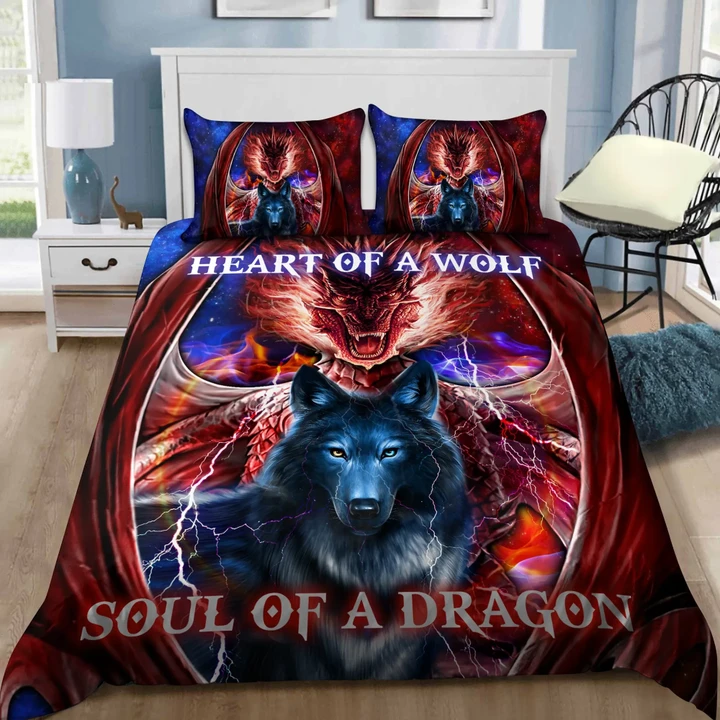Heart of a wolf, soul of a dragon ver2 bedding set