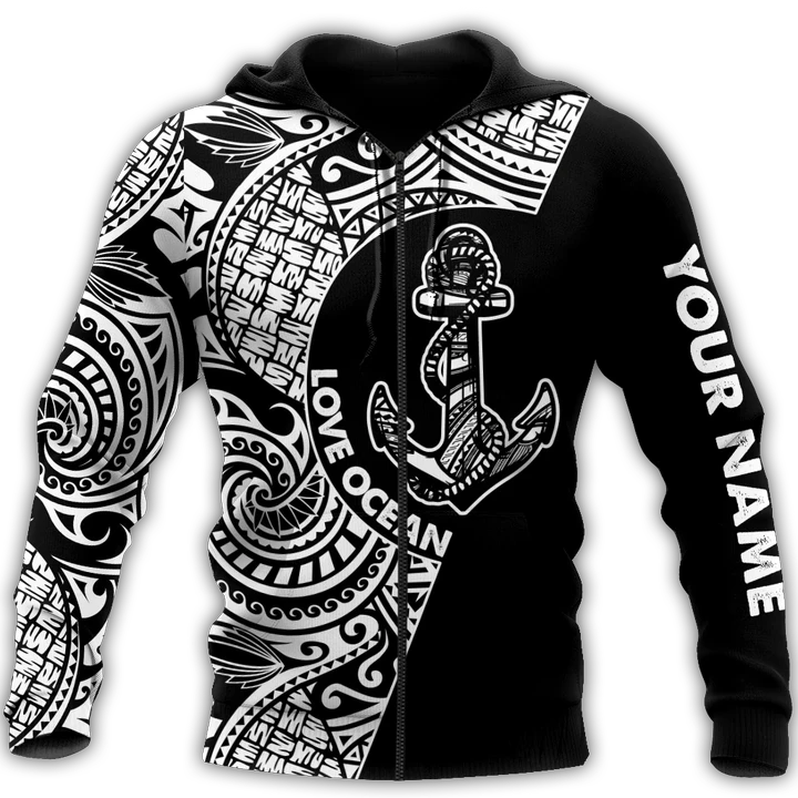 Amazing Polynesian Tattoo Anchor Personalized Unisex Deluxe Hoodie ML