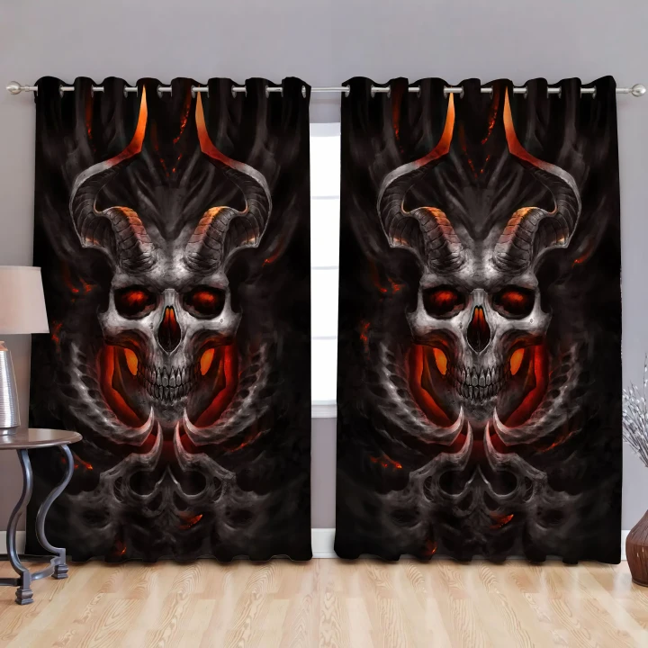 Satanic Skull Curtains DQB07212001-TQH-Curtains-TQH-52'' x 63''-Vibe Cosy™