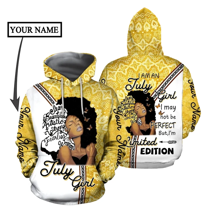 July Girl Personalized  Name 3D All Over Printed Hoodie