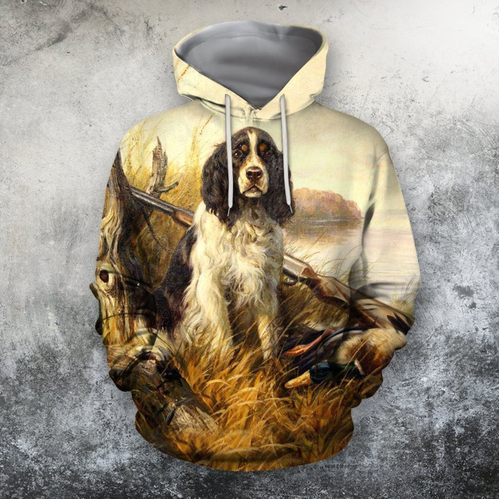 3D All Over Print Hunting Dog Duck Hoodie