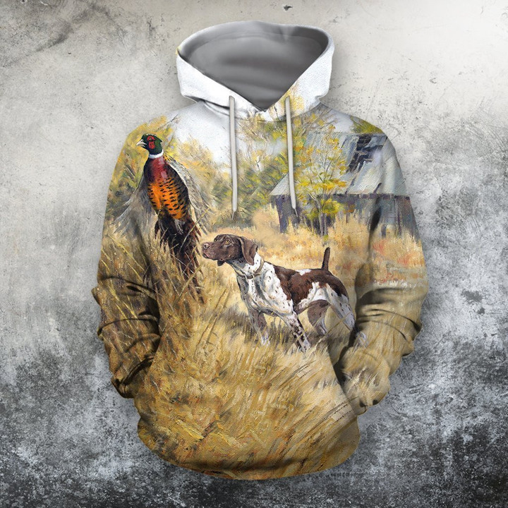 3D All Over Print Hunting Dog Pheasant Shirts Hoodie MP